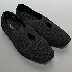 Comfort & Soft Knit Flats Black Square Toe Keyhole Women’s 8 Slip On Lightweight